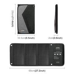 HAWEEL 21W Foldable Solar Panel Charger with 5V 3A Max Dual USB Ports, 21W Panel(B)