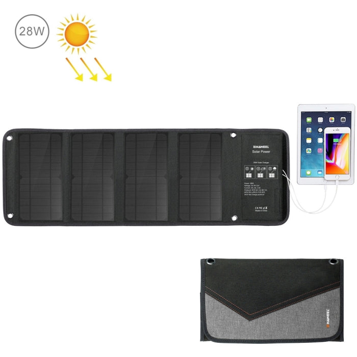 HAWEEL 28 W faltbares Solarpanel-Ladegerät mit 5 V 3 A Max Dual USB-Anschlüssen, 28 W Panel (B)