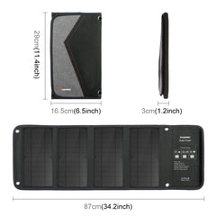 HAWEEL 28W Foldable Solar Panel Charger with 5V 3A Max Dual USB Ports, 28W Panel(B)