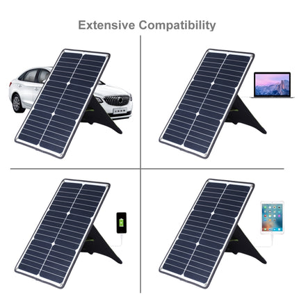 Tragbares 20-W-Solarpanel-Ladegerät aus monokristallinem Silizium von HAWEEL, mit USB-Anschluss und Halterung sowie Tiger-Clip, unterstützt QC3.0 und AFC