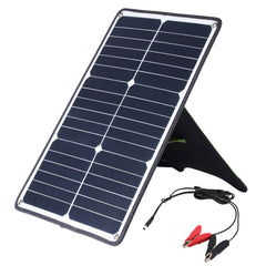 Cargador portátil de panel solar de silicio monocristalino HAWEEL de 20 W, con puerto USB, soporte y clip Tiger, compatible con QC3.0 y AFC