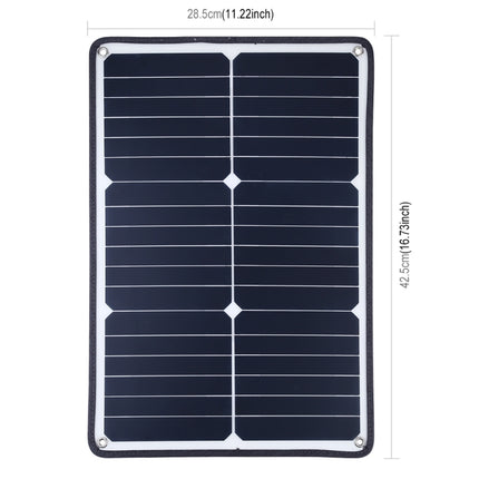 Tragbares 20-W-Solarpanel-Ladegerät aus monokristallinem Silizium von HAWEEL, mit USB-Anschluss und Halterung sowie Tiger-Clip, unterstützt QC3.0 und AFC