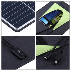 Cargador portátil de panel solar de silicio monocristalino HAWEEL de 20 W, con puerto USB, soporte y clip Tiger, compatible con QC3.0 y AFC