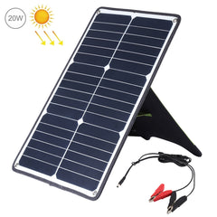 Cargador portátil de panel solar de silicio monocristalino HAWEEL de 20 W, con puerto USB, soporte y clip Tiger, compatible con QC3.0 y AFC