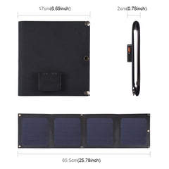 HAWEEL 14W 4-Fold ETFE Solar Panel Charger with 5V / 2.1A Max Dual USB Ports, Support QC3.0 and AFC, 14W 4-Fold