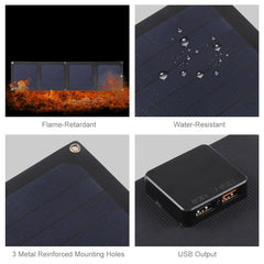 HAWEEL 14W 4-Fold ETFE Solar Panel Charger with 5V / 2.1A Max Dual USB Ports, Support QC3.0 and AFC, 14W 4-Fold