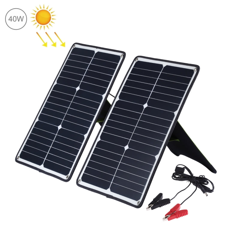 HAWEEL 2 PCS 20W Monocrystalline Silicon Solar Power Panel Charger, with USB Port & Holder & Tiger Clip, Support QC3.0 and AFC, Solar Power Panel Charger