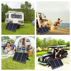 HAWEEL 3 PCS 20W Monocrystalline Silicon Solar Power Panel Charger, with USB Port & Holder & Tiger Clip, Support QC3.0 and AFC