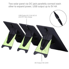 HAWEEL 3 PCS 20W Monocrystalline Silicon Solar Power Panel Charger, with USB Port & Holder & Tiger Clip, Support QC3.0 and AFC