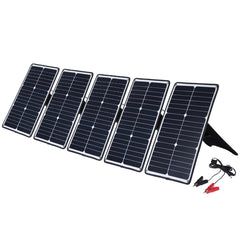 HAWEEL 5 PCS 20W Monocrystalline Silicon Solar Power Panel Charger, with USB Port & Holder & Tiger Clip, Support QC3.0 and AFC