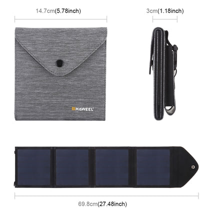 HAWEEL 14W Ultrathin Foldable Solar Panel Charger with 5V / 2.2A USB Port, Support QC3.0 and AFC