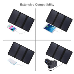 HAWEEL 21W Ultrathin 3-Fold Foldable 5V / 3A Solar Panel Charger with Dual USB Ports, Support QC3.0 and AFC, Ultrathin 21W