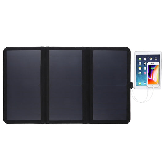 HAWEEL 21W Ultrathin 3-Fold Foldable 5V / 3A Solar Panel Charger with Dual USB Ports, Support QC3.0 and AFC, Ultrathin 21W