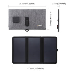 HAWEEL 21W Ultrathin 3-Fold Foldable 5V / 3A Solar Panel Charger with Dual USB Ports, Support QC3.0 and AFC, Ultrathin 21W