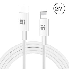 Cable de carga rápida HAWEEL 25 W 3 A USB-C/Tipo-C a 8 pines PD para iPhone, iPad, longitud del cable: 2 m, Tipo-C a 8 pines 2 m