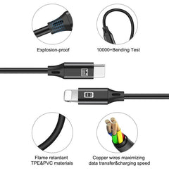 Cable de carga y sincronización de datos OTG de 8 pines USB-C/Tipo-C de 1 m de HAWEEL