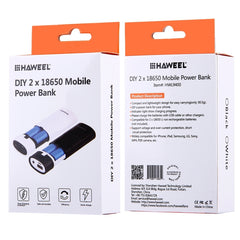 HAWEEL DIY 2x 18650 Battery (Not Included) 5600mAh Power Bank Shell Box with USB Output & Indicator, DIY 2 Batteries(Black), DIY 2 Batteries(White)