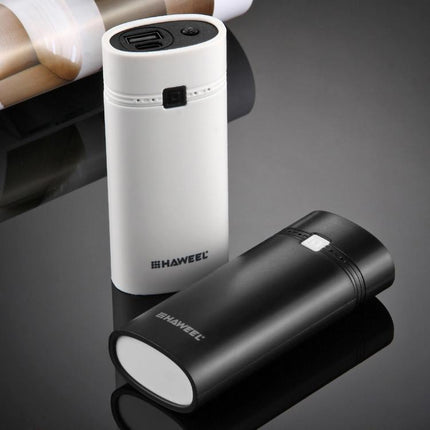 HAWEEL DIY 2x 18650 Batería (No Incluida) 5600mAh Power Bank Shell Box con Salida USB e Indicador, DIY 2 Baterías (Negro), DIY 2 Baterías (Blanco)