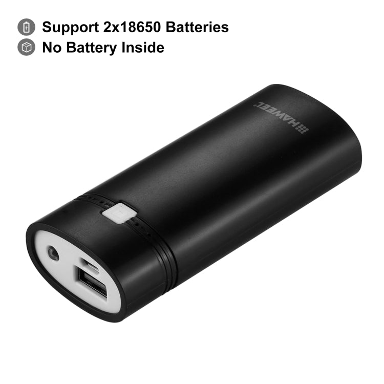 HAWEEL DIY 2x 18650 Battery (Not Included) 5600mAh Power Bank Shell Box with USB Output & Indicator, DIY 2 Batteries(Black), DIY 2 Batteries(White)