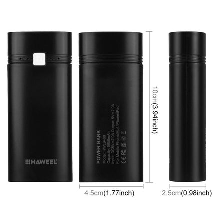HAWEEL DIY 2x 18650 Batería (No Incluida) 5600mAh Power Bank Shell Box con Salida USB e Indicador, DIY 2 Baterías (Negro), DIY 2 Baterías (Blanco)