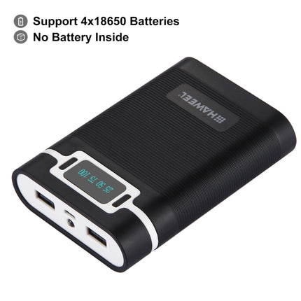 HAWEEL DIY 4 x 18650 Battery (Not Included) 10000mAh Power Bank Shell Box with 2 x USB Output & Display for iPhone, Galaxy, Sony, HTC, Google, Huawei, Xiaomi, Lenovo and other Smartphones