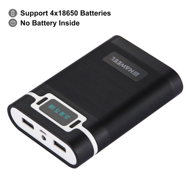 HAWEEL DIY 4 x 18650 Battery (Not Included) 10000mAh Power Bank Shell Box with 2 x USB Output & Display for iPhone, Galaxy, Sony, HTC, Google, Huawei, Xiaomi, Lenovo and other Smartphones, DIY 4 x 18650 10000mAh  Battery (US)                           ...