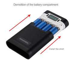 HAWEEL DIY 4 x 18650 Battery (Not Included) 10000mAh Power Bank Shell Box with 2 x USB Output & Display for iPhone, Galaxy, Sony, HTC, Google, Huawei, Xiaomi, Lenovo and other Smartphones, DIY 4 x 18650 10000mAh  Battery (US)���������������������������...