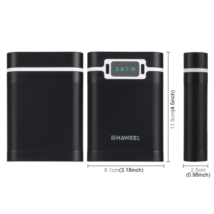 HAWEEL DIY 4 x 18650 Battery (Not Included) 10000mAh Power Bank Shell Box with 2 x USB Output & Display for iPhone, Galaxy, Sony, HTC, Google, Huawei, Xiaomi, Lenovo and other Smartphones, DIY 4 x 18650 10000mAh  Battery (US)���������������������������...