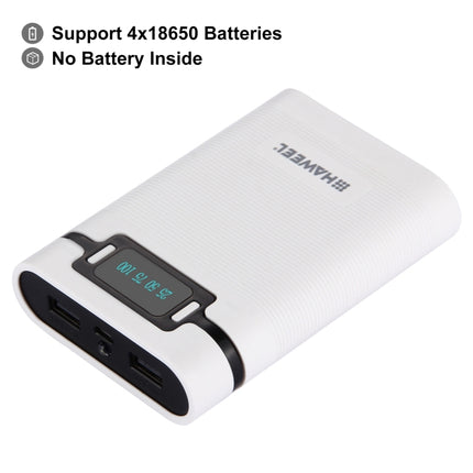 HAWEEL DIY 4 x 18650 Battery (Not Included) 10000mAh Power Bank Shell Box with 2 x USB Output & Display for iPhone, Galaxy, Sony, HTC, Google, Huawei, Xiaomi, Lenovo and other Smartphones