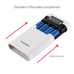 HAWEEL DIY 4 x 18650 Battery (Not Included) 10000mAh Power Bank Shell Box with 2 x USB Output & Display for iPhone, Galaxy, Sony, HTC, Google, Huawei, Xiaomi, Lenovo and other Smartphones, DIY 4 x 18650 10000mAh  Battery (US)