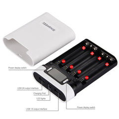 HAWEEL DIY 4 x 18650 Battery (Not Included) 10000mAh Power Bank Shell Box with 2 x USB Output & Display for iPhone, Galaxy, Sony, HTC, Google, Huawei, Xiaomi, Lenovo and other Smartphones, DIY 4 x 18650 10000mAh  Battery (US)