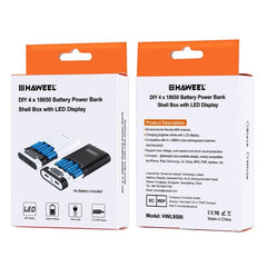 HAWEEL DIY 4 x 18650 Battery (Not Included) 10000mAh Power Bank Shell Box with 2 x USB Output & Display for iPhone, Galaxy, Sony, HTC, Google, Huawei, Xiaomi, Lenovo and other Smartphones
