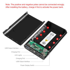 HAWEEL DIY 4x 18650 Battery (Not Included) 12000mAh Dual-way QC Charger Power Bank Shell Box with 2x USB Output & Display,  Support QC 2.0 / QC 3.0 / FCP / SFCP /  AFC / MTK / BC 1.2 / PD, DIY 4x 18650 Batteries 12000mAh