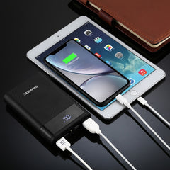 HAWEEL DIY 4x 18650 Battery (Not Included) 12000mAh Dual-way QC Charger Power Bank Shell Box with 2x USB Output & Display,  Support QC 2.0 / QC 3.0 / FCP / SFCP /  AFC / MTK / BC 1.2 / PD, DIY 4x 18650 Batteries 12000mAh