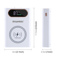 HAWEEL DIY 4 x 21700 Battery 22.5W Fast Charge 15W Wireless Charging Power Bank Box Case with Display, Not Include Battery