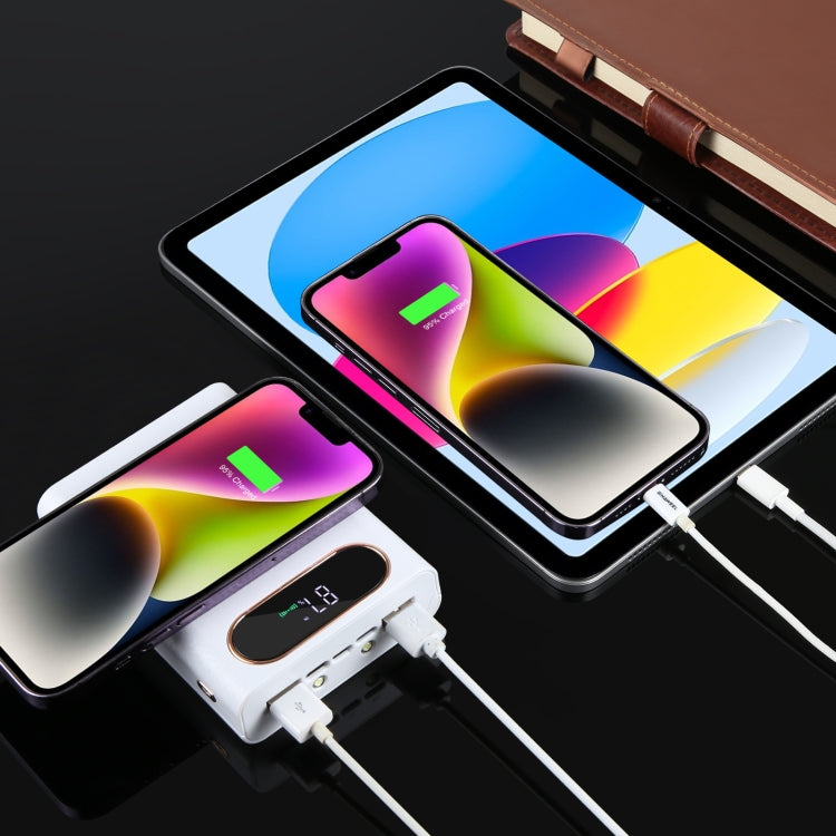 HAWEEL DIY 4 x 21700 Battery 22.5W Fast Charge 15W Wireless Charging Power Bank Box Case with Display, Not Include Battery
