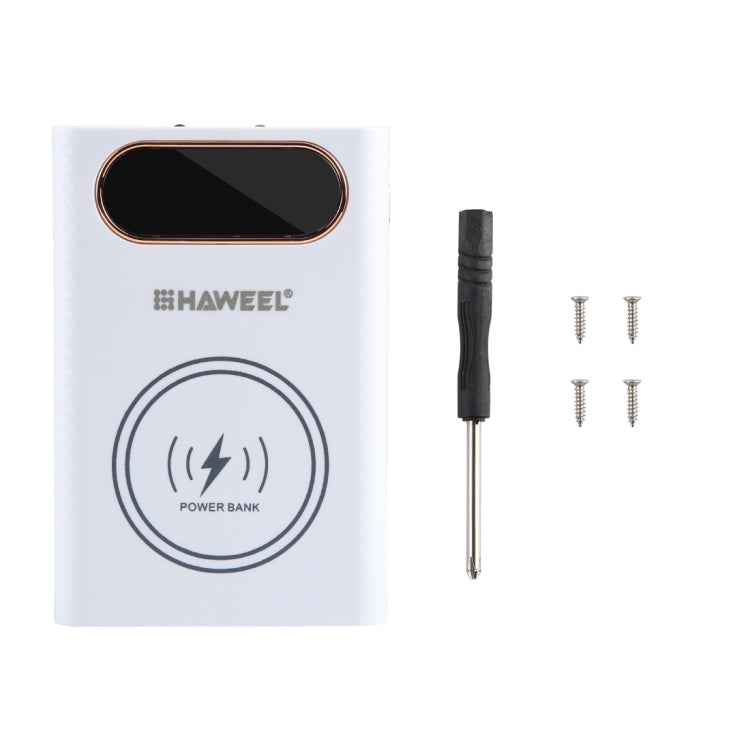 HAWEEL DIY 4 x 21700 Battery 22.5W Fast Charge 15W Wireless Charging Power Bank Box Case with Display, Not Include Battery