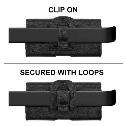 HAWEEL 6.1-6.8 inch Litchi Texture Genuine Leather Phone Belt Clip Horizontal Carrying Pouch, 6.1-6.8 inch