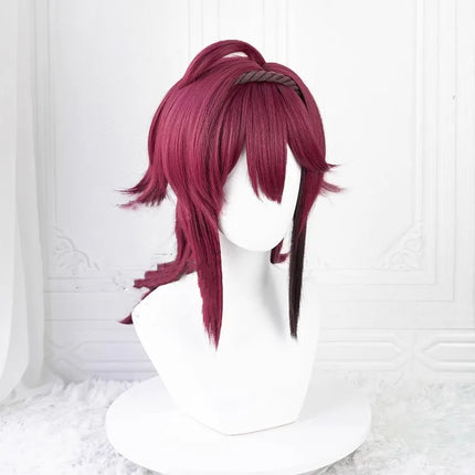 Wholesale Shikanoin Heizou Wig Cosplay 50cm Medium Long Dark Red Synthetic Genshin Impact Anime Halloween Party Hair Wig