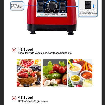 【7 Years Warranty】BPA Free Heavy Duty Commercial Grade Blender Professional Mixer Juicer Ice Smoothies Peak 2200W