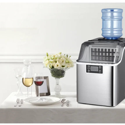 Hicon Countertop Ice Maker Machine 1 Gallon Auto Self-Cleaning Square Ice 44Lbs/24H 24 Pcs Ice Cubes in 15 Mins with Ice Scoop