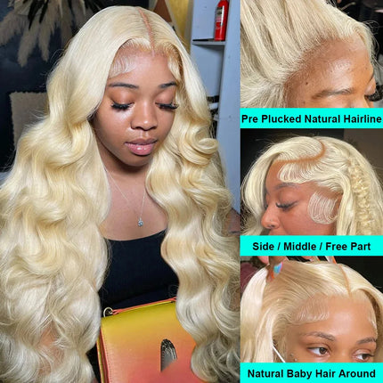 Raw 613 HD Lace Wigs Raw Human Hair Lace Front, Blonde 613 Deep Wave Vietnamese Hair Wig, Glueless 13X6 HD Full Lace Frontal Wig