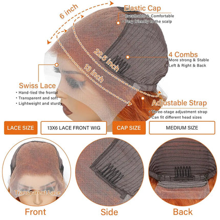 Orange Ginger 13x6 Hd Glueless Lace Front Human Hair Wig Lace Frontal  Colored Body Wave Human Hair Wigs for Black Women