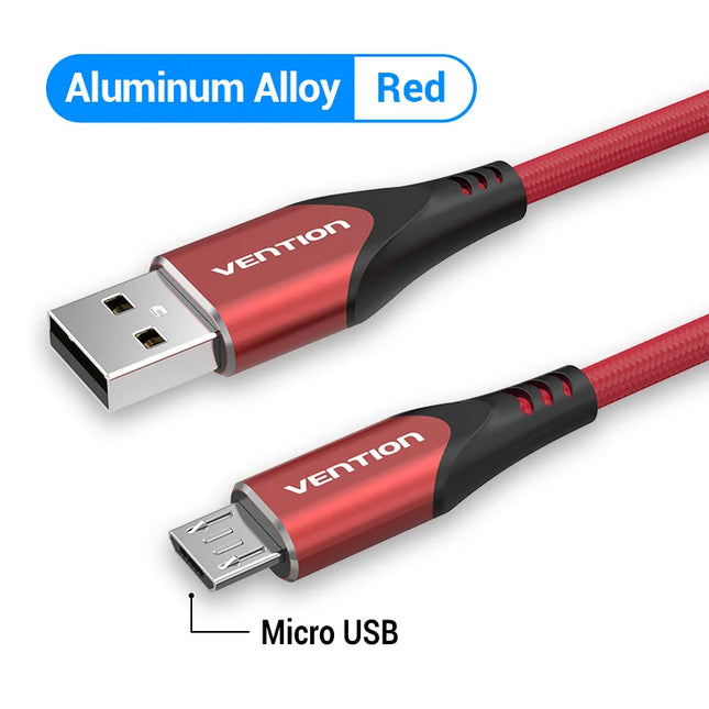 Vention Micro USB Cable 3A  Nylon Fast Charger USB Type C Data Cable for Samsung Xiaomi LG Android Micro USB Mobile Phone Cables