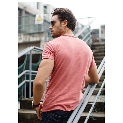 100% Cotton Men T-shirt Casual Soft Fitness Summer Thin T-shirts Men's Home Clothes O-Neck Short Sleeve Soild T Shirt for Men