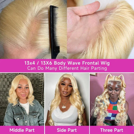 Raw 613 HD Lace Wigs Raw Human Hair Lace Front, Blonde 613 Deep Wave Vietnamese Hair Wig, Glueless 13X6 HD Full Lace Frontal Wig