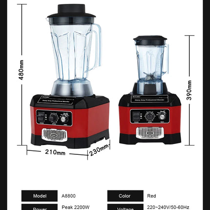 【7 Years Warranty】BPA Free Heavy Duty Professional Commercial Bar Blender Food Mixer Juicer Ice Crusher Smoothie Maker Max 2200W