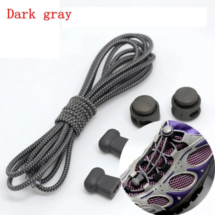 1 Pair 22 Colors Elastic Shoelaces Round Locking No Tie Shoe Laces Kids Adult Quick Lazy Laces Rubber Sneakers Shoelace T1