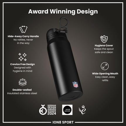 NFL x ION8 Insulated Steel Water Bottle, NFL Bears, 750ml (24oz)