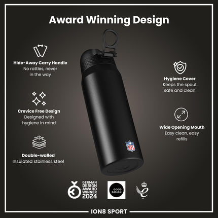 NFL x ION8 Insulated Steel Water Bottle, NFL Broncos, 750ml (24oz)